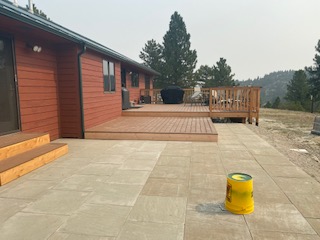 view of a deck outside a house
